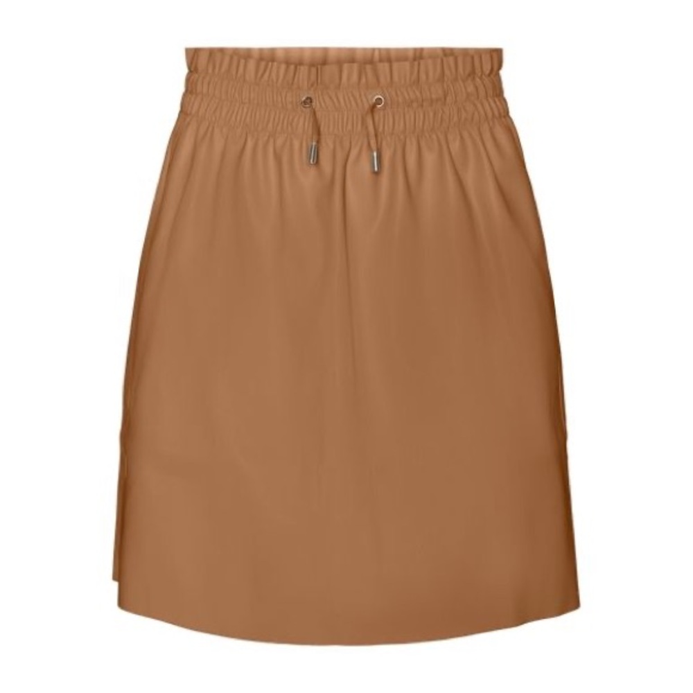 Vero Moda VMEVA MR SHORT RUFFLE SKIRT Tobacco Carmel Skirt Size XL